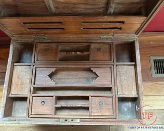 Antique Handmade Wooden Merchant Box / Trunk