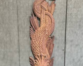 Fountain Chinese Dolphin Cast Iron Wall Plaque