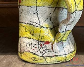 Handmade Artist Signed Ceramic Teapot and Mug Set