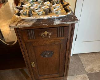 Antique Marble Top 3 Panel Lady's Dressing Vanity