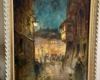 Original Oil on Canvas Nighttime Cityscape Scene by
DOROTA ADAMIEC
