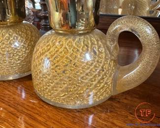 Vintage MURANO Barovier & Toso Cordonato Oro Finger Lamps