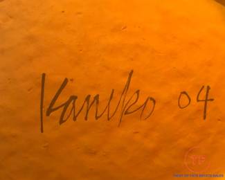 Glazed Ceramic Oval Platter and Ceramic Wall Slab by JUN KANEKO
