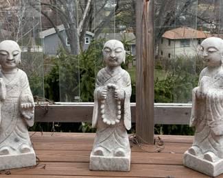 Carved White Marble Monk Statues