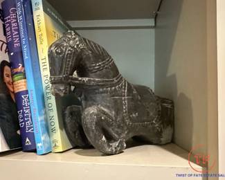 Antique Hand Carved Stone Horse Robe Wall Hook