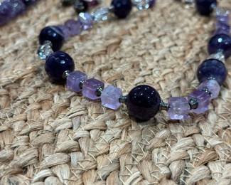 Handmade Amethyst and Crystal Necklaces and Earrings Set