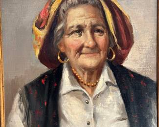 "Old Woman" Oil on Canvas by ENRICO FRATTINI