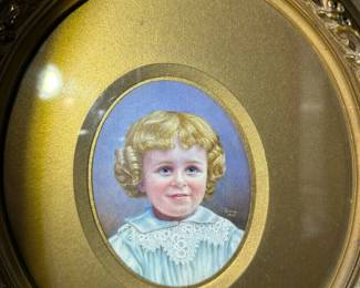 SET Antique Miniature Portraits Signed LUNA 1908