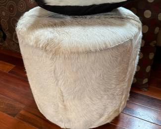 Light Color COWHIDE Ottoman Stool with Pillow 