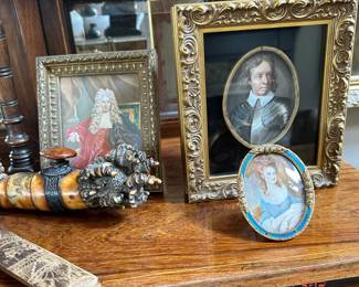 Large Antique Collection of Hand Painted Miniature Portraits (Most on Ivory)