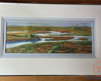 L.S. MEIGS Pastel on Watercolor "Watercourse" Loup (Platte) River 