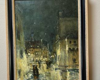 Original Oil on Canvas Cityscape Scene by DOROTA ADAMIEC
