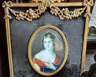 Antique JOSEPHINE Hand Painted Miniature Portrait on Ivory