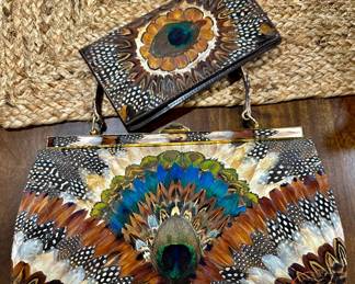 Vintage PEACOCK Feather Purse and Wallet