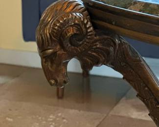 Neoclassical Empire Bronze Gueridon Table with Ram Heads
