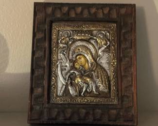 1800's Russian Orthodox Madonna and Child Religious Icons