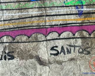 Mexican Folk Art Amate Bark Painting by LUIS SANTOS