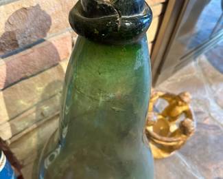 16th Century Handblown Glass Japanese Saki Bottle