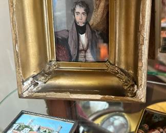 Large Antique Collection of Hand Painted Miniature Portraits (Most on Ivory)