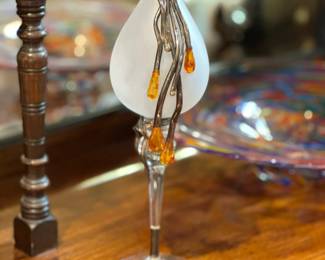 Hand Blown Art Glass Oil Lamp