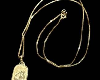 14K GOLD Necklace and Pendant