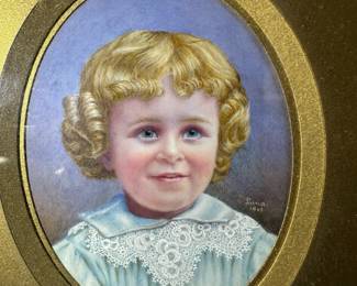 SET Antique Miniature Portraits Signed LUNA 1908