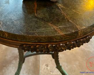 Neoclassical Empire Bronze Gueridon Table with Ram Heads
