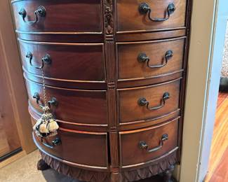 Vintage Demilune Console Chest / Table with Carved Claw Feet