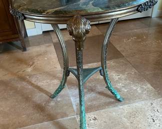Neoclassical Empire Bronze Gueridon Table with Ram Heads
