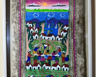 Mexican Folk Art Amate Bark Painting by LUIS SANTOS