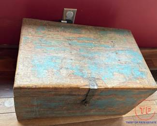 Antique Handmade Wooden Merchant Box / Trunk