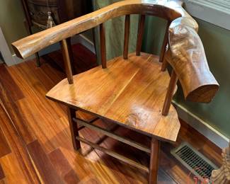 Antique Natural Hand Carved Root Corner Chair