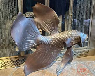 Large Bronze Chinese Koi Fish Sculpture