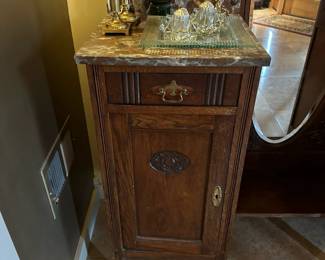 Antique Marble Top 3 Panel Lady's Dressing Vanity