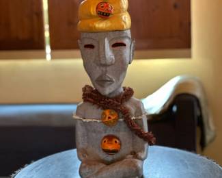 Painted Ceramic Figural Buddha Statue by MAX LEHMAN