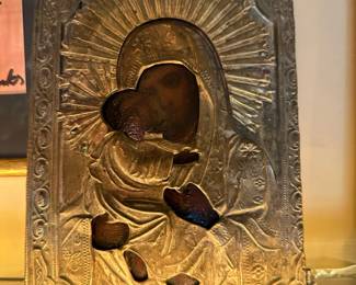 1800's Russian Orthodox Mother of Jesus Religious Icon