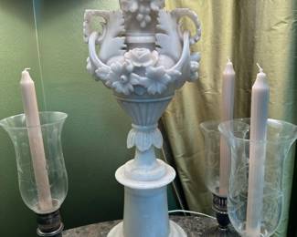 Carved Marble Table Lamp