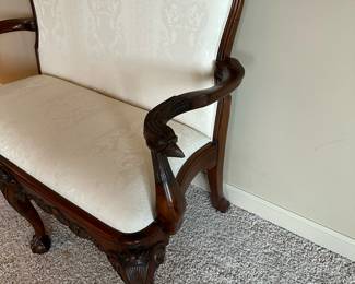 Antique Georgian Settee with Figural Bird Head Carved Arm Rests