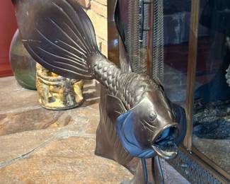 Large Bronze Chinese Koi Fish Sculpture