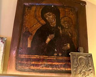 1800's Russian Orthodox Madonna and Child Religious Icon