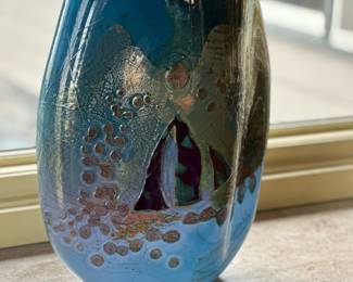 Hand Blown Art Glass Vessel (Sailing Ship) Vase 1995 by CHRIS HAWTHORNE