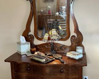 Antique Lady's Oak Princess Dresser Quartered Sawn