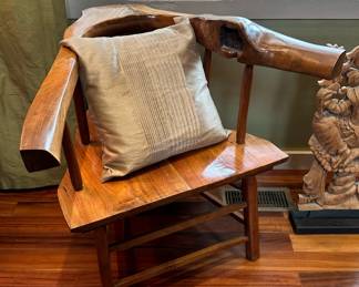 Antique Natural Hand Carved Root Corner Chair
