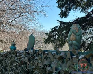 Tiki Torches with Custom Ceramic Pottery Slip Covers