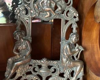 Antique Bronzed Cast Iron Frame with Cherubs