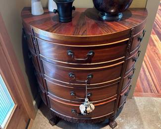 Vintage Demilune Console Chest / Table with Carved Claw Feet