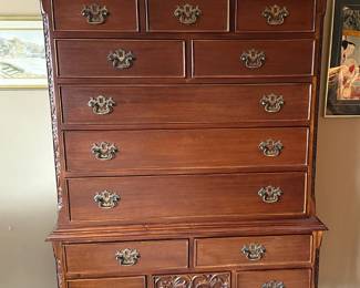 Queen Anne Chippendale Style Highboy Dresser
