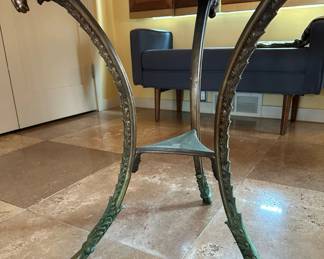 Neoclassical Empire Bronze Gueridon Table with Ram Heads
