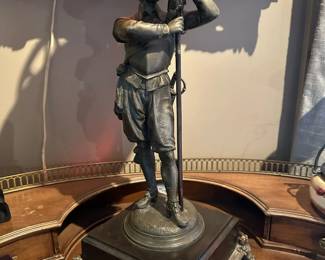 Antique E. MILLER & CO. Figural Stem Kerosene Stand Lamp