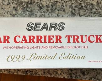 Sears Car Carrier Truck w/ operating lights and removable diecast car 1999 Limited Edition 